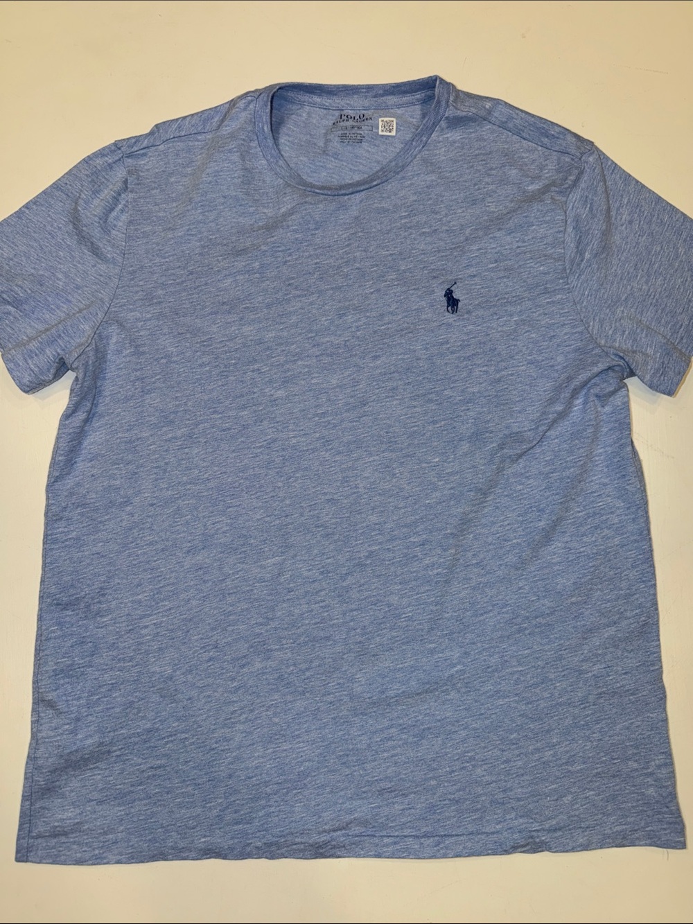 Polo by Ralph Lauren Light Heather Blue Crew Neck Tee with Pony Logo